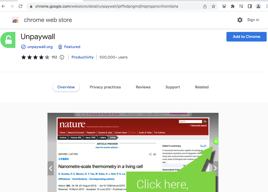 Unpaywall Broswer Plugin for Google Chrome