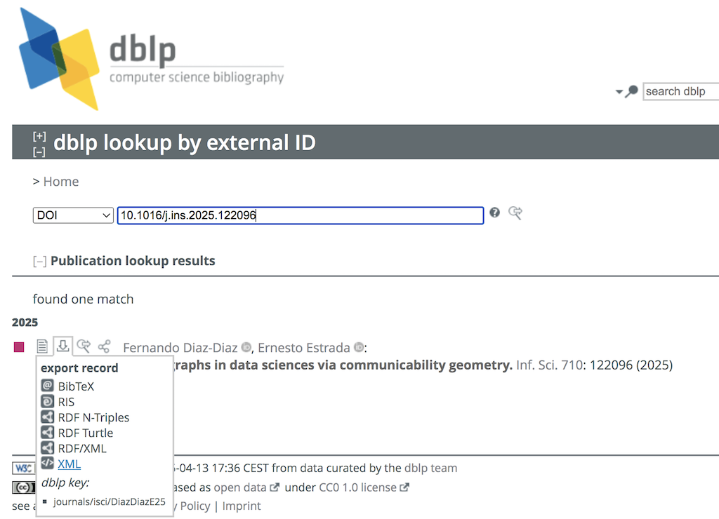 DBLP Bibliography Lookup by DOI