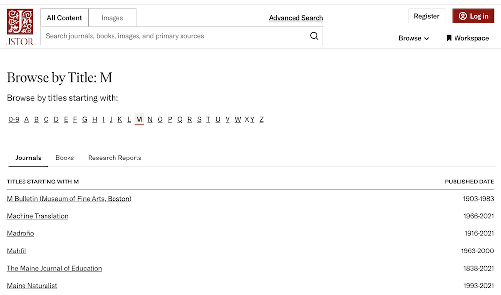 Browse JSTOR Journals by Titles