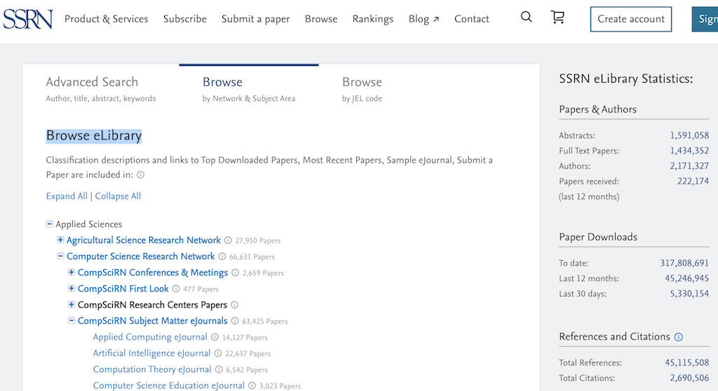 Browse eLibrary on SSRN