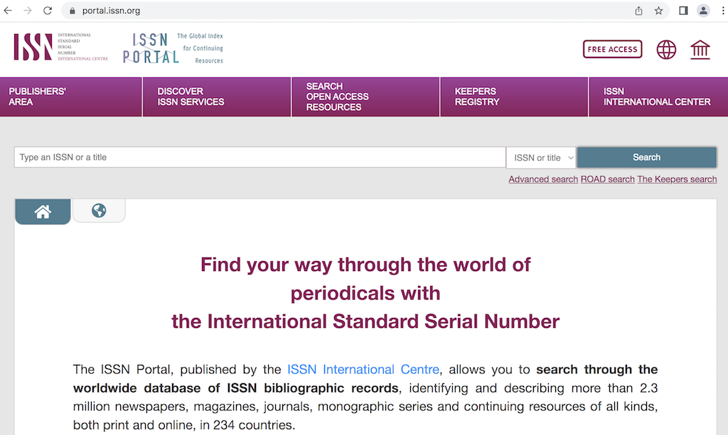 ISSN Web Portal - portal.issn.org
