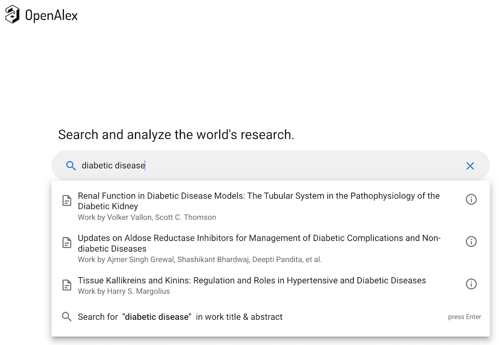 Quick Search on OpenAlex