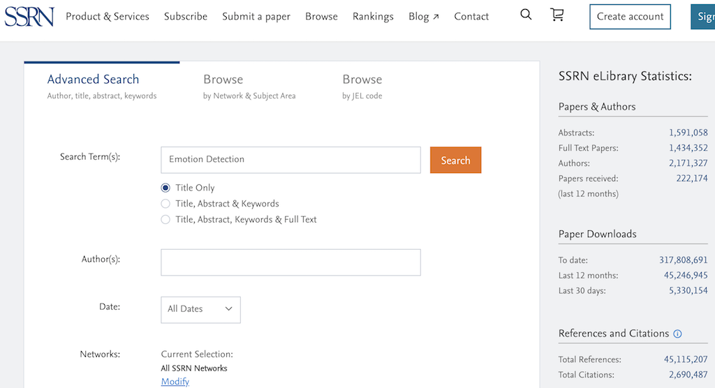 Advanced Search on SSRN