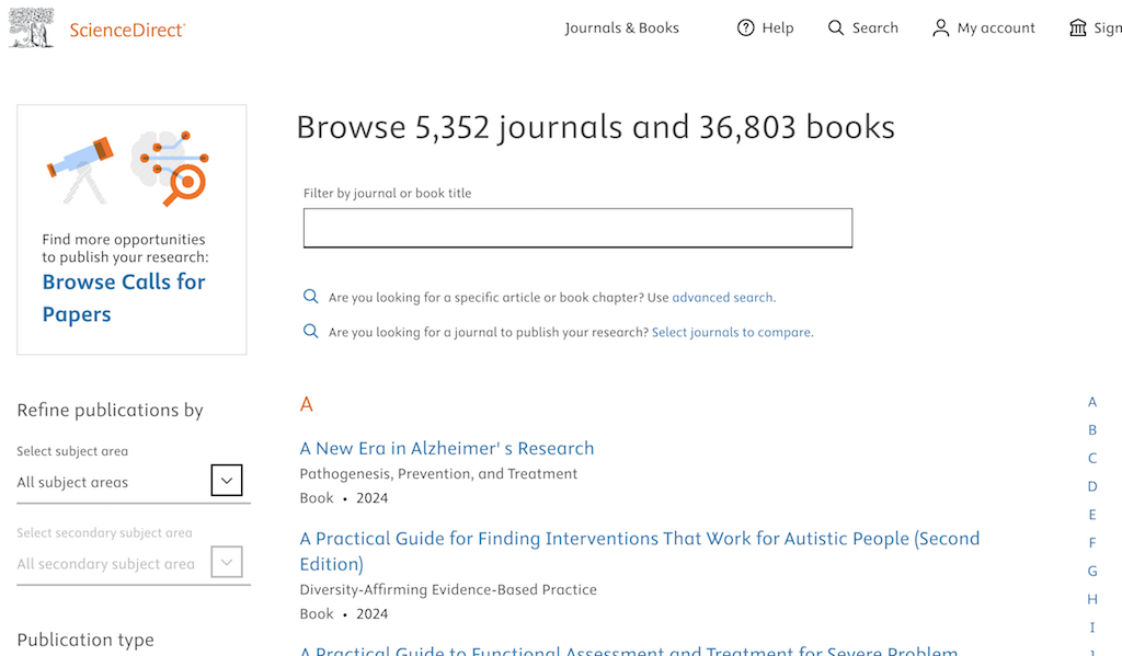Browse Titles on ScienceDirect